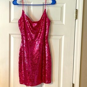 Pink, mini, sequin dress
